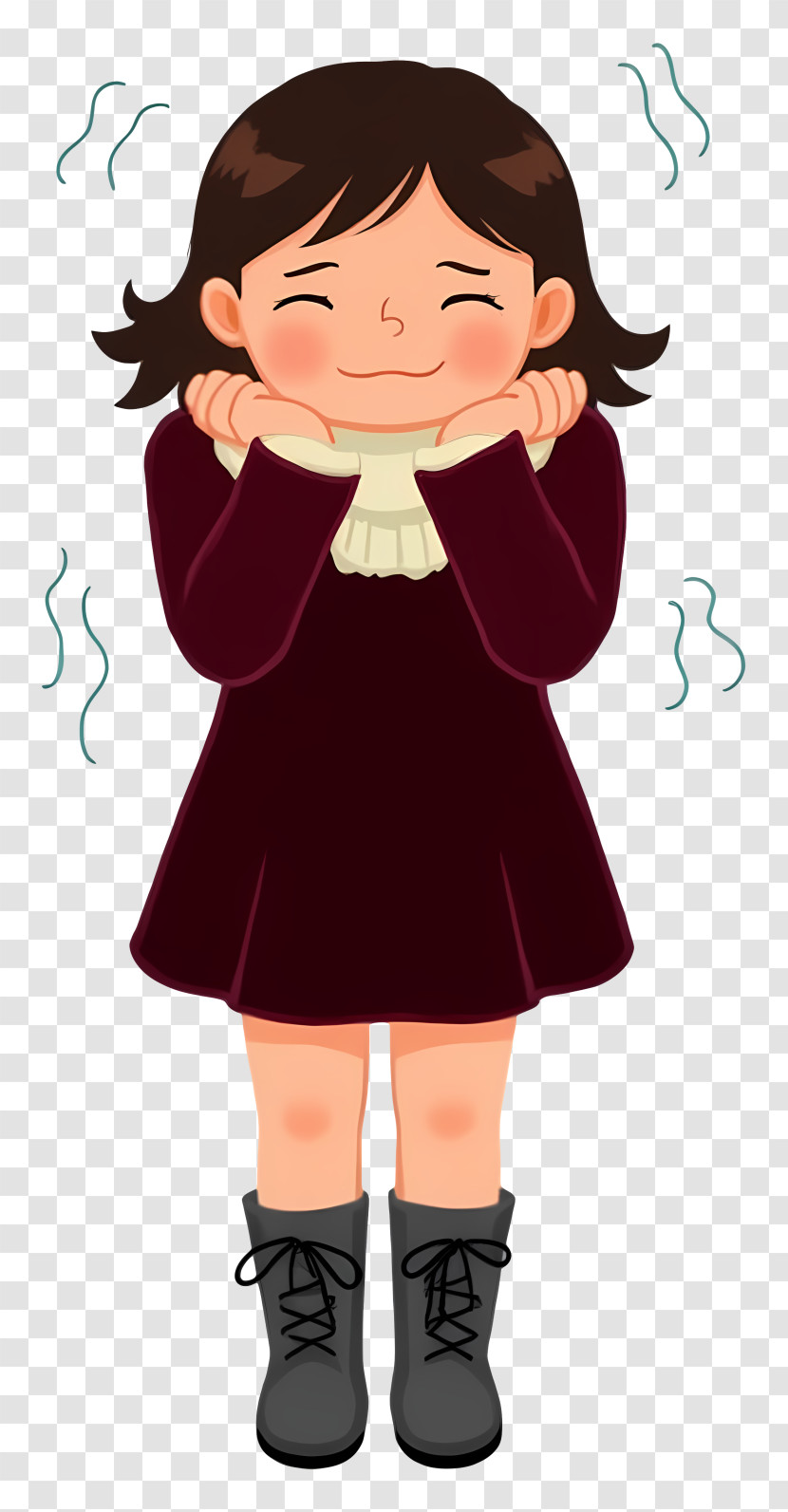 Freezing Girl - Shivering Girl In Winter Dress Transparent PNG