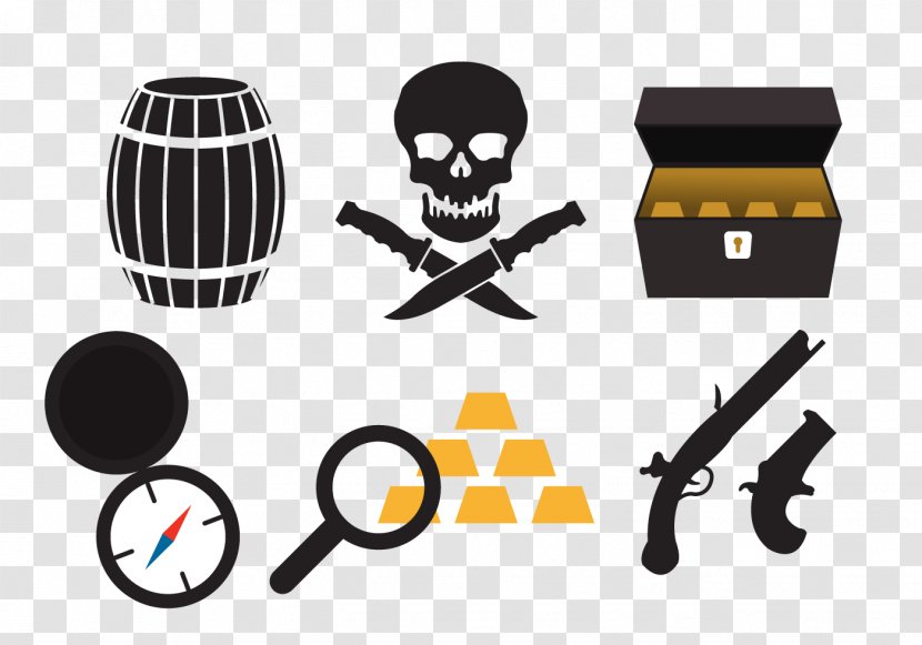 Piracy Jolly Roger Icon - Logo - Vector Pirates Elements Transparent PNG