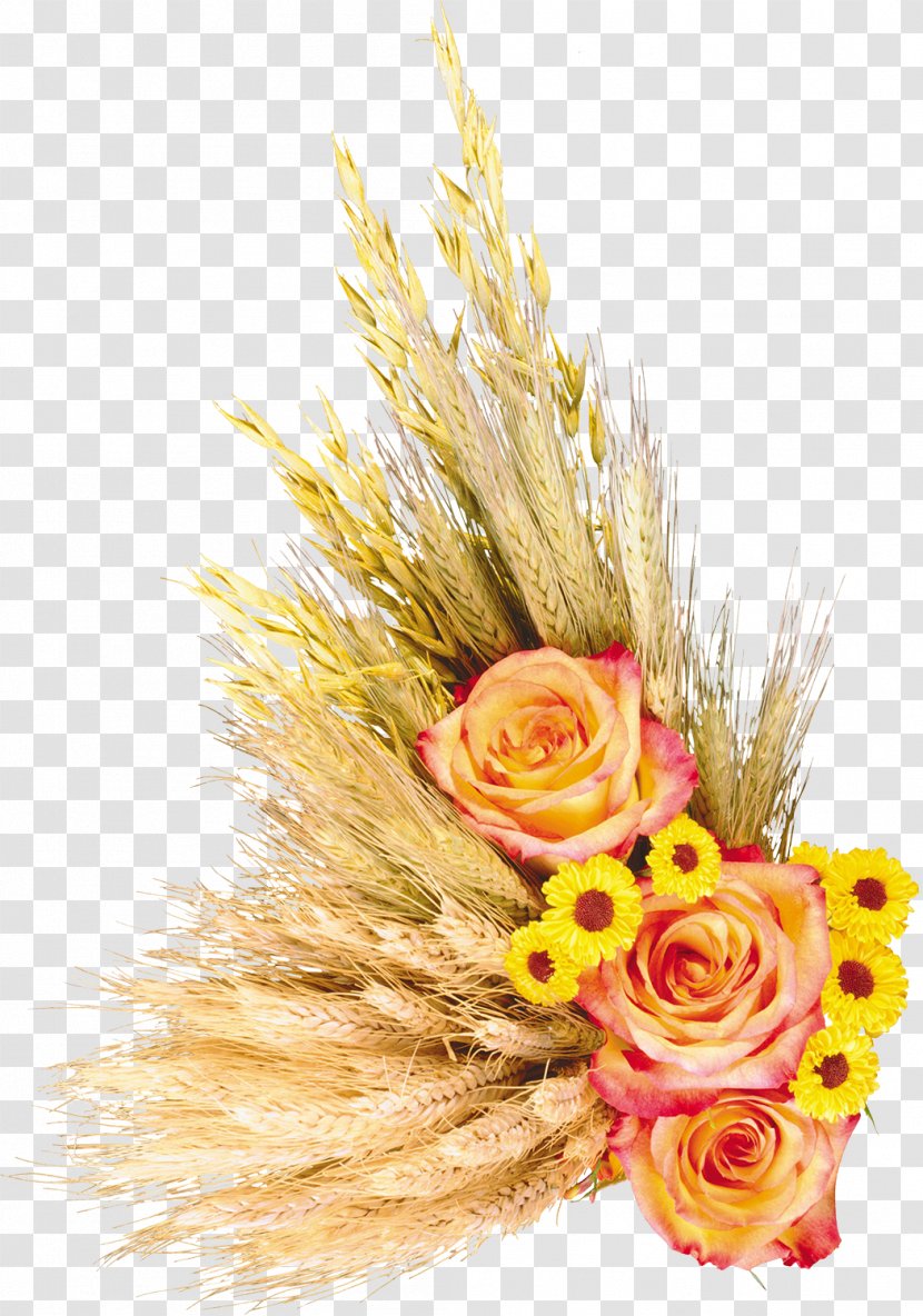 Flower Bouquet Garden Roses Ear Clip Art - Floristry - Wheat Harvest Transparent PNG