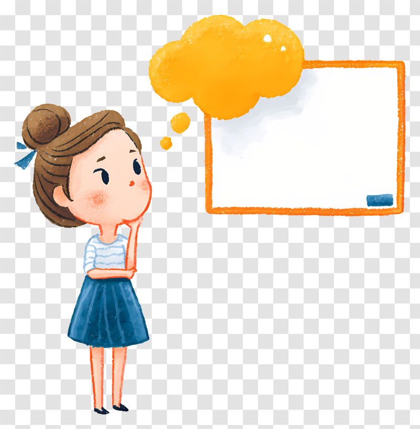 Girl Thinking With Thought Bubble Transparent PNG