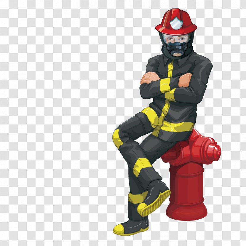 Firefighter Royalty-free Stock Photography Illustration - Profession - Sitting On A Fire Hydrant Transparent PNG