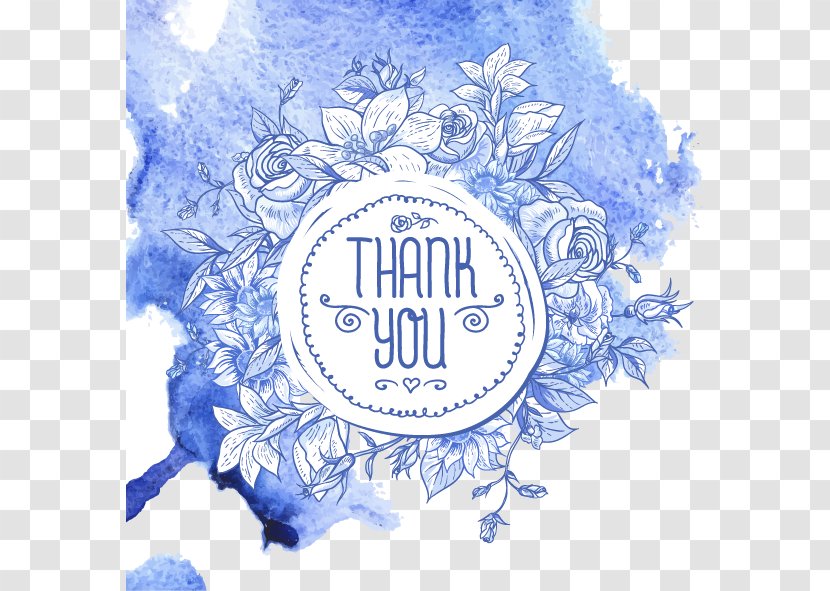Watercolor Painting Drawing Flower Royalty-free - Blue Flowers ThankVector Material Transparent PNG