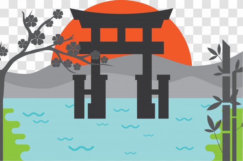 Itsukushima Shrine The Great Torii Illustration - Brand - Chinese Temple Vector Transparent PNG