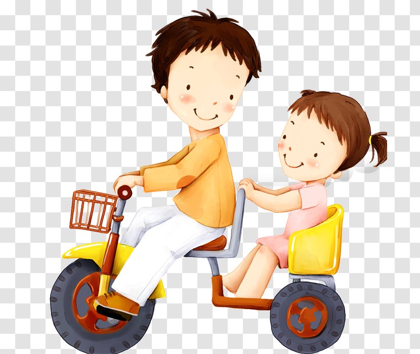 Brother Birthday Wish Sister Quotation - Illustration - Cartoon Small Children Riding Bicycles Manned Transparent PNG
