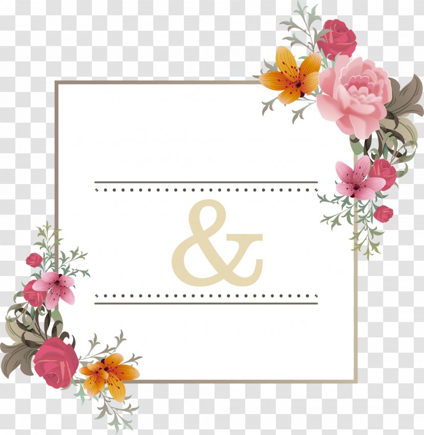 Wedding Invitation Greeting Card Get-well E-card Clip Art - Friendship Day - Pink Fresh Flower Frame Transparent PNG