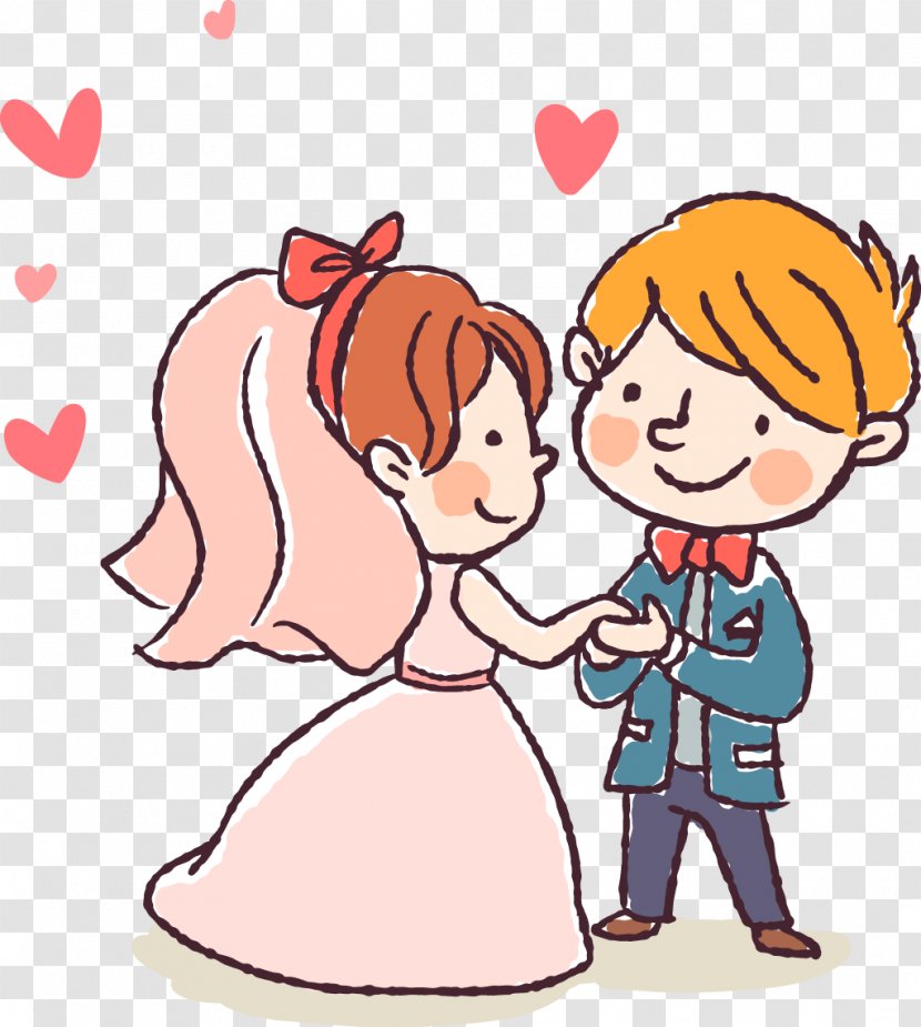 Wedding Invitation Marriage Happiness - Cartoon - Bride And Groom Transparent PNG