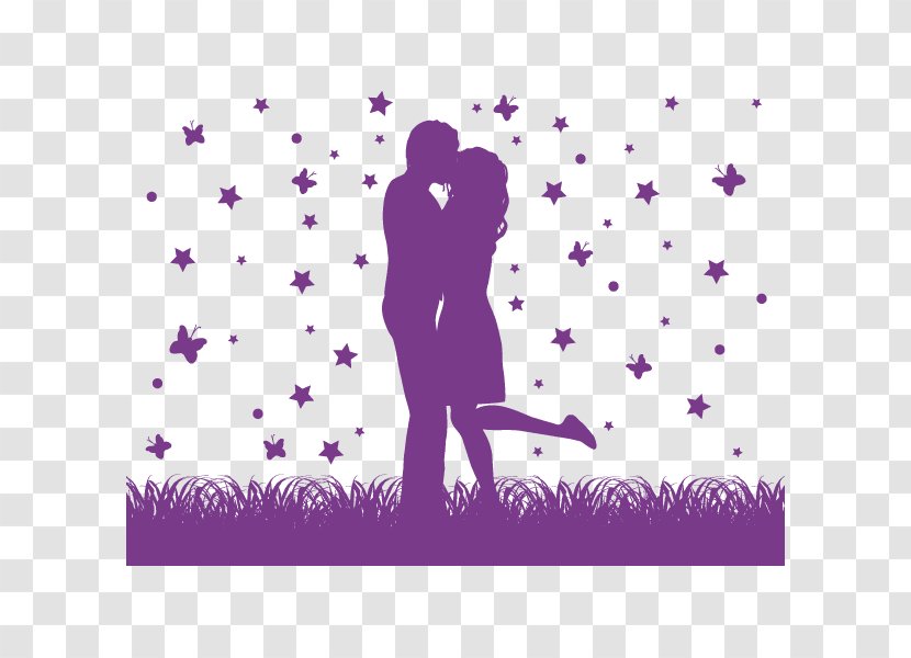 Kiss Vector Graphics Silhouette Romance Intimate Relationship - Purple Transparent PNG