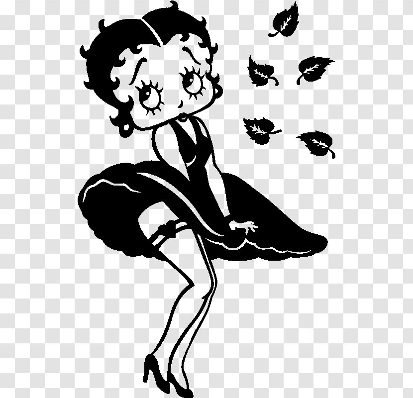 Betty Boop Silhouette Drawing Sticker Clip Art - Flower - Monroe Clipart Transparent PNG