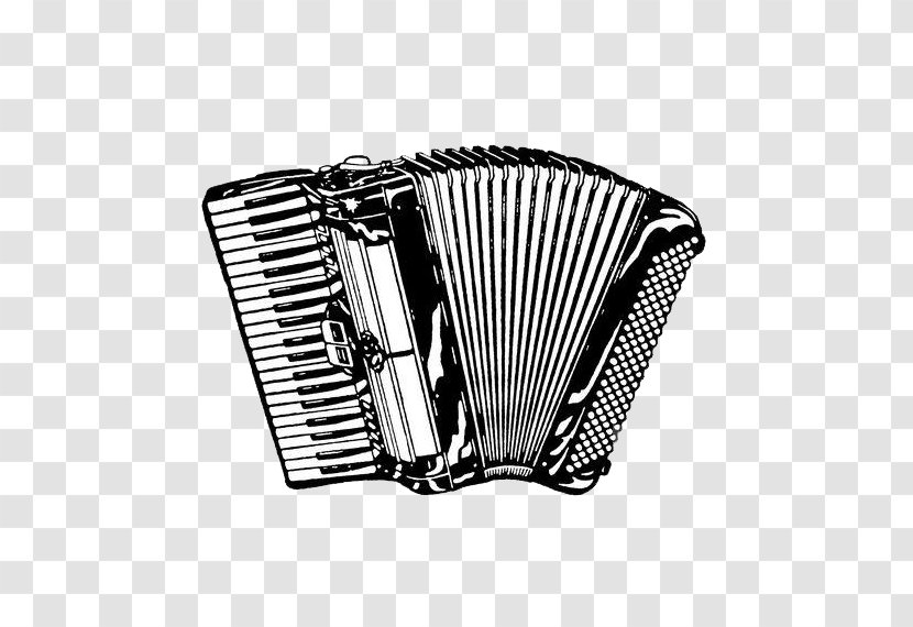 Oktoberfest Accordion Musical Instrument Illustration - Flower - Hand-painted Black And White Transparent PNG