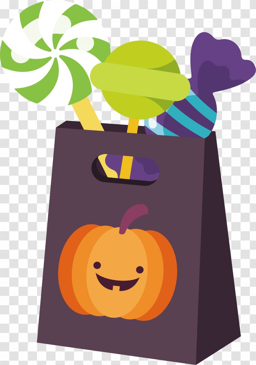 Jack-o'-lantern Halloween Pumpkin Candy Clip Art - Bag - Head Pattern Transparent PNG