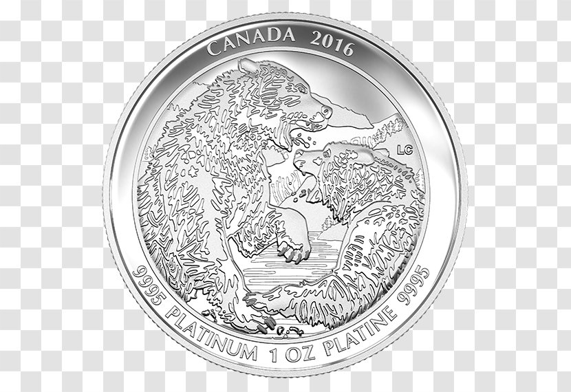 Platinum Coin Bear Canadian Gold Maple Leaf Canada - Grizzly Transparent PNG