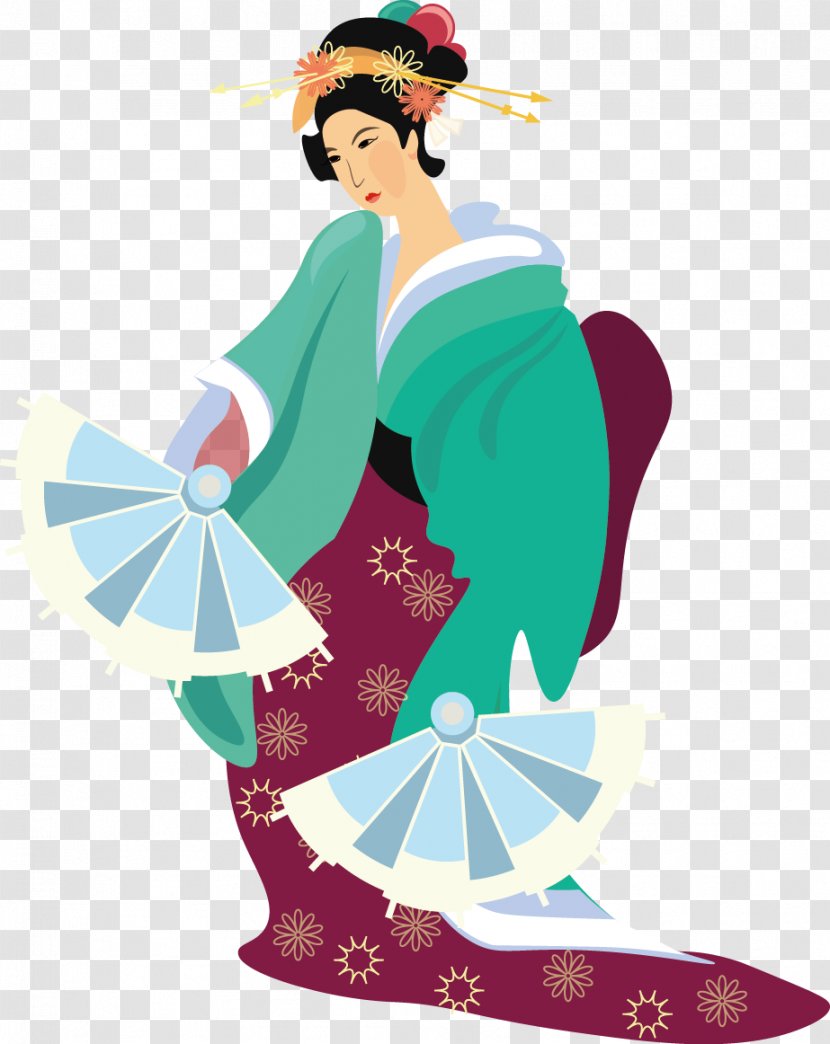 Japanese Woman - Cartoon - Kimono Transparent PNG