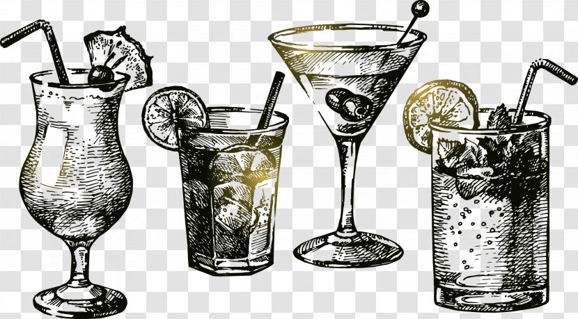 Cocktail Martini Cosmopolitan Drawing - Glass - Hand-painted Transparent PNG