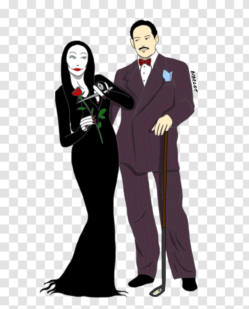 Gomez Addams Morticia Wednesday Pugsley Drawing - Suit - Mothman Transparent PNG