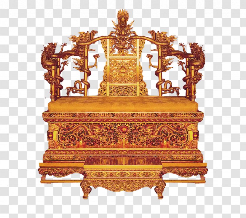 Forbidden City Emperor Of China Qing Dynasty Table Chair - Carving - Wong Picture Material Transparent PNG