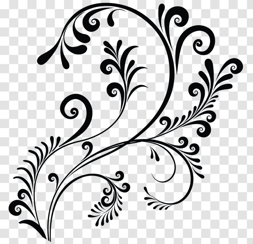 Floral Design Flower Monochrome Ornament - Line Art Transparent PNG