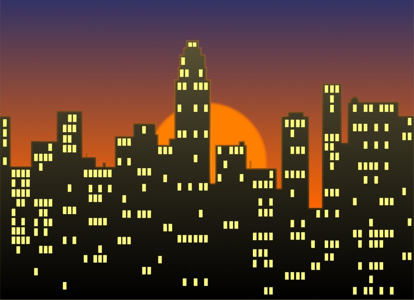 New York City Cityscape Skyline Night Clip Art - Metropolis - Cliparts Transparent PNG