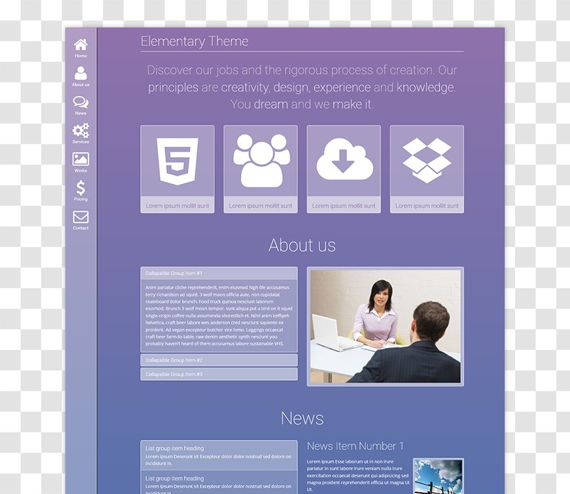 Web Page Bootstrap Template WordPress HTML - Chasing Ideals Transparent PNG