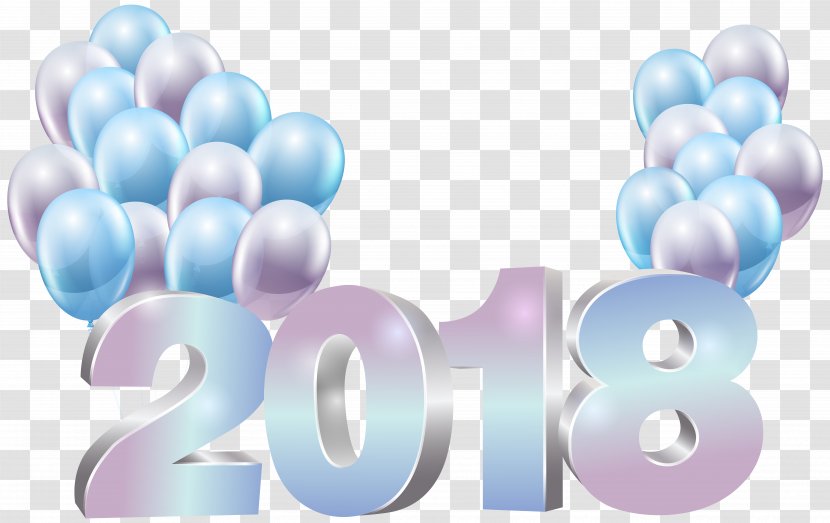 New Year Clip Art - Blue - 2018 With Balloons Image Transparent PNG