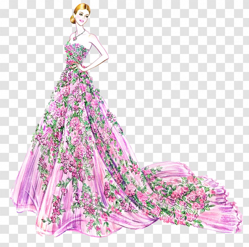 Fashion Illustration Drawing Illustrator - Dress - Hand-painted Flower Fairy Beauty Transparent PNG