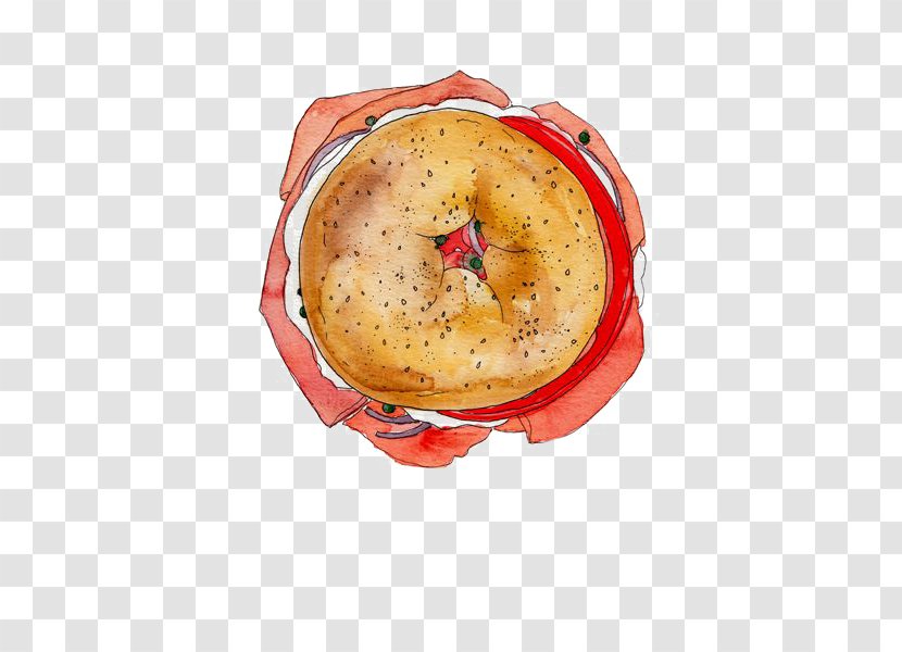 Pizza Bagel Lox Blini Illustration - Brunch - Hand-painted Bread Transparent PNG