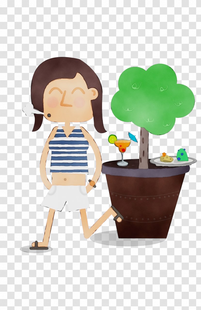 Cartoon Design Behavior Human Table - Toy - Flowerpot Transparent PNG