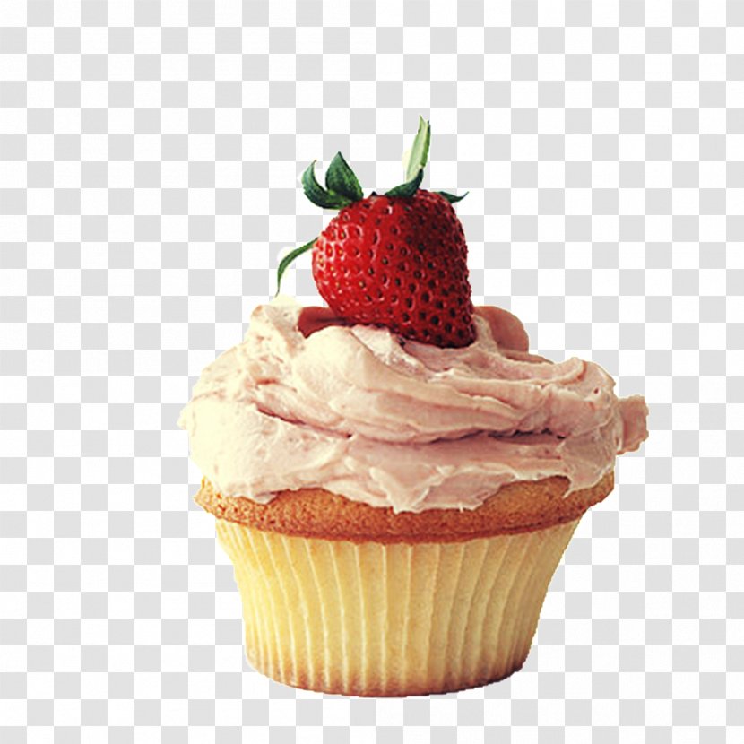 Cupcake Icing Strawberry Cream Cake Red Velvet - Dairy Product - Pastry Fruit Transparent PNG