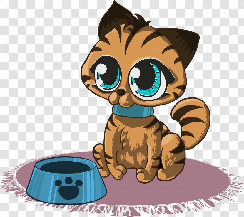 Kitten Cat Puppy Clip Art - Drawing - Vector In Front Of The Plate Transparent PNG