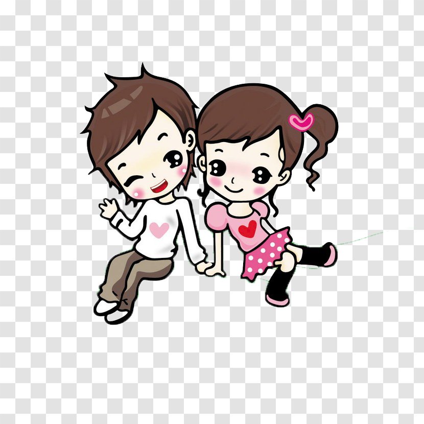 Cartoon Animation Love Drawing Couple - Heart - Together Cute Transparent PNG