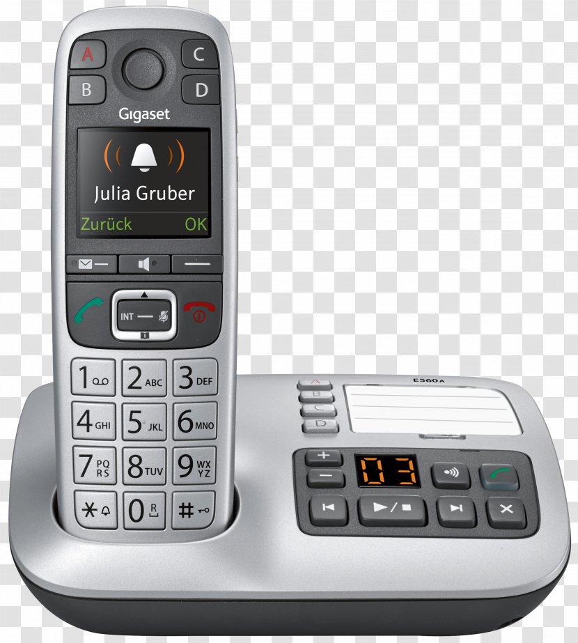 Cordless Telephone Gigaset Communications Digital Enhanced Telecommunications E550A - Feature Phone - Answer Transparent PNG