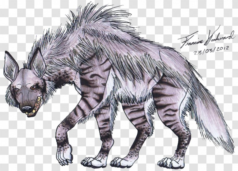 Striped Hyena Drawing Spotted - Claw Transparent PNG