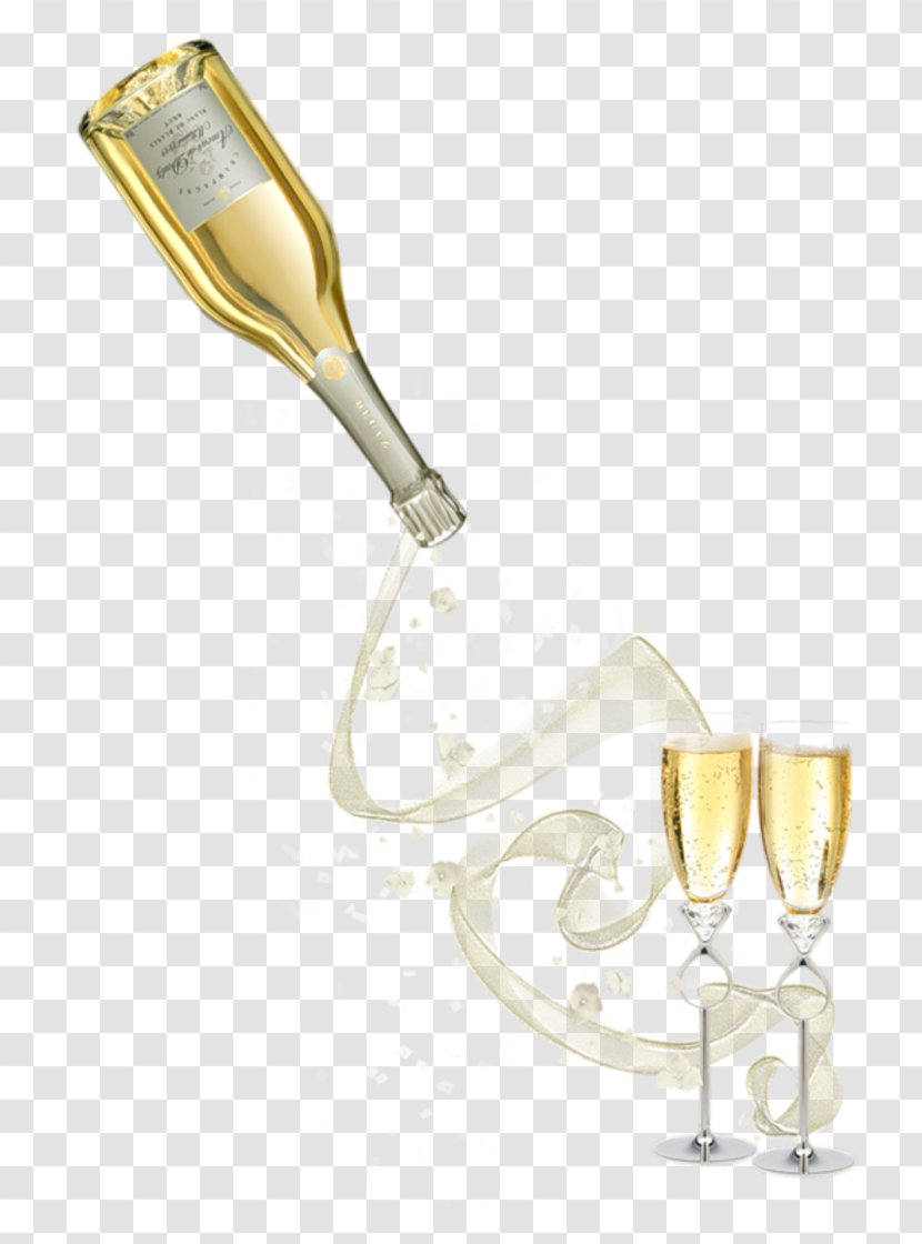 Prosecco Champagne Wine Beer Bottle - Christmas - Pouring Transparent PNG