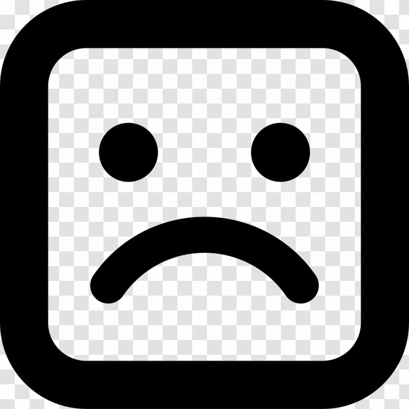 Face Sadness Square Smiley Emoticon - Black And White Transparent PNG