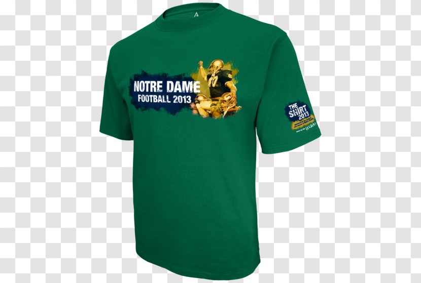 T-shirt Notre Dame Fighting Irish Football Clothing Sweater - Green - Player Transparent PNG