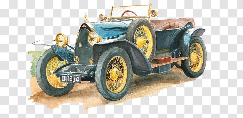Jigsaw Puzzle Drawing Watercolor Painting Pencil - Motor Vehicle - Vintage Vehicles Transparent PNG