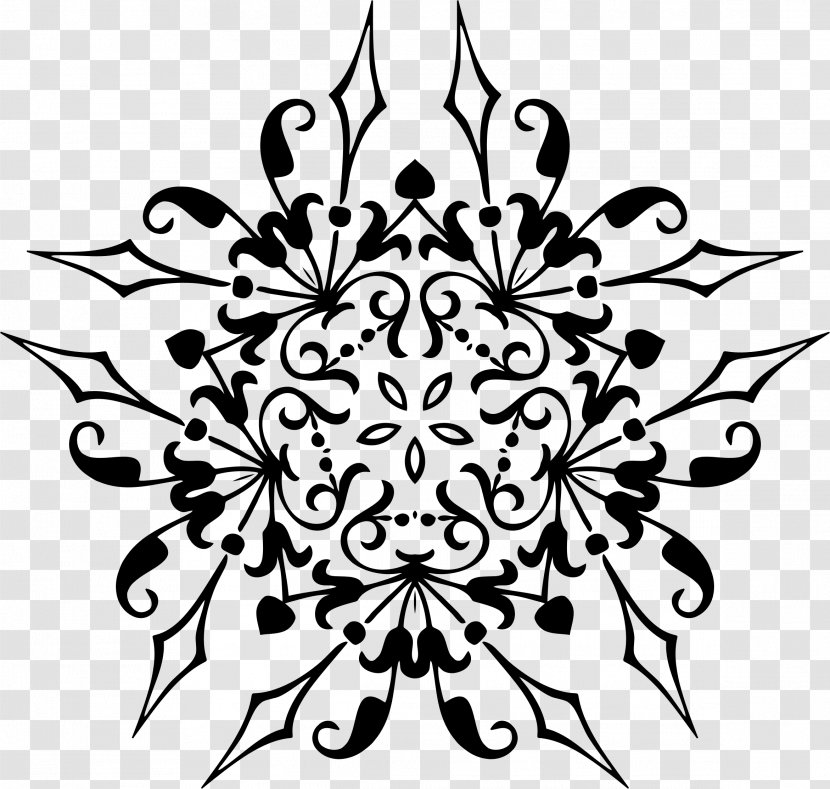 Ornament Decorative Arts Floral Design Clip Art - Black And White - Ornamental Transparent PNG
