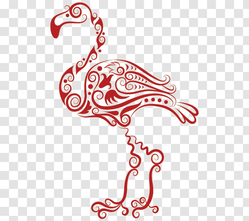 Tattoo Flamingo Drawing Illustration - Area - Red Transparent PNG