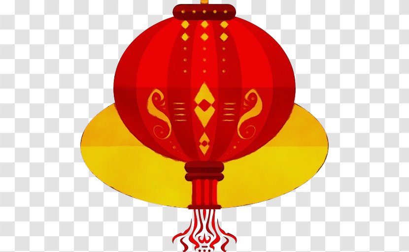 Red Yellow Lantern - Watercolor Transparent PNG