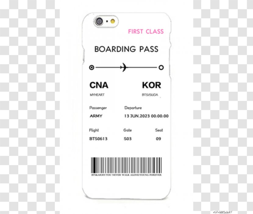 BTS Apple IPhone 8 Plus 6 LINE Qoo10 - Rm - Boarding Pass Transparent PNG