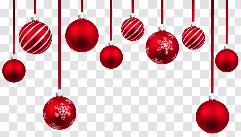 Christmas Ornament Clip Art - Red Hanging Balls Decor Clipart Image Transparent PNG