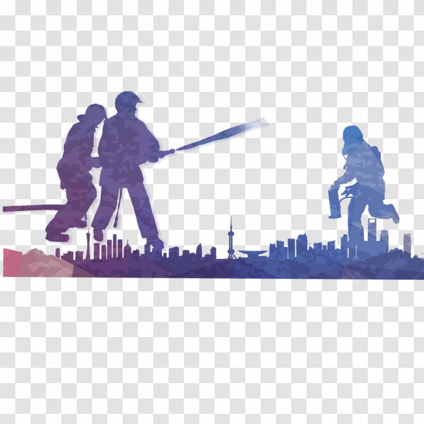 Firefighter Firefighting - Blue - Colorful Silhouette,Graffiti Transparent PNG