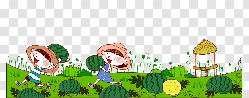Cartoon Child Illustration - Watermelon - Kids Holding Transparent PNG