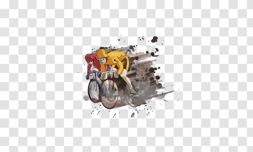 Tour De France Road Bicycle Racing Cycling Sport Illustration - Cyclist - Water And Ink Scene, Racing, Scene Design Transparent PNG