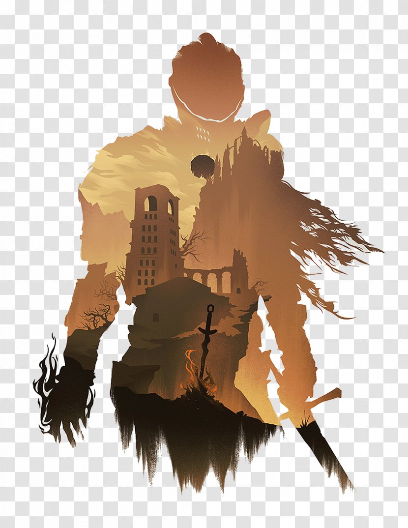Shadow Of The Colossus Last Guardian Dark Souls Hellblade: Senuas Sacrifice Bloodborne - Printmaking - Brown Warrior Silhouette Scenery Transparent PNG