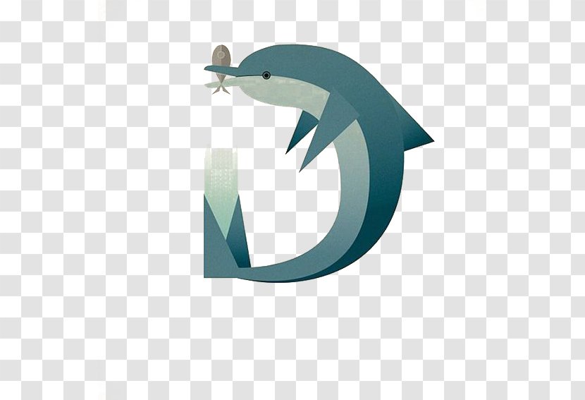 Animal Alphabet Typography Letter Illustrator - Cartoon Dolphin Transparent PNG