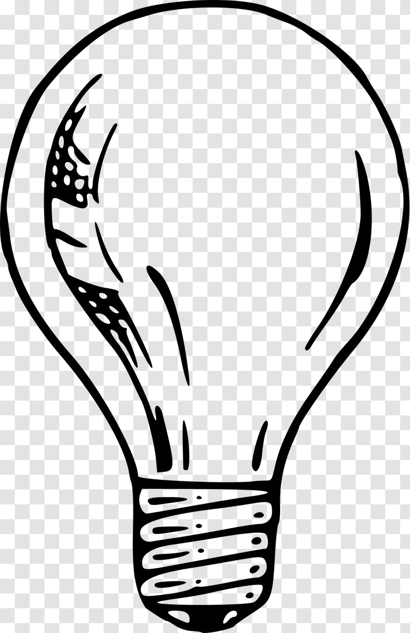 Incandescent Light Bulb Drawing Lamp - Monochrome Transparent PNG