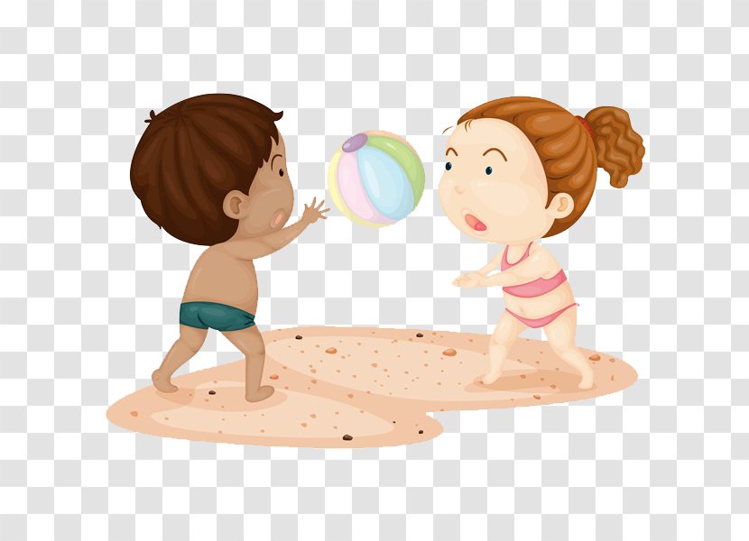Volleyball Royalty-free Illustration - Cartoon - Children On The Beach Transparent PNG