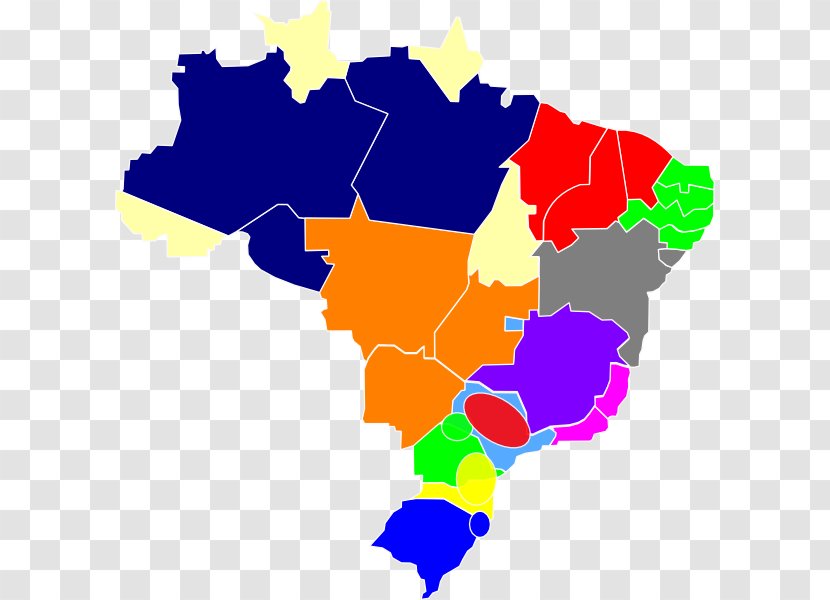 Regions Of Brazil Map Clip Art - World Transparent PNG