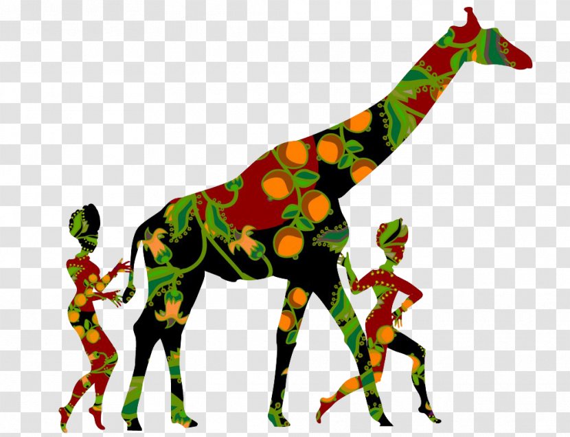 Woman Cartoon Comics Illustration - Giraffidae - Color Giraffe Transparent PNG