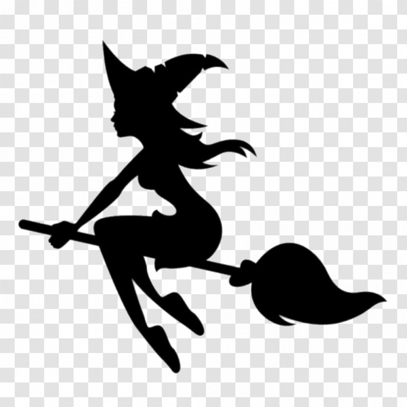 Witchcraft Silhouette Clip Art - Black And White - Witch Transparent PNG
